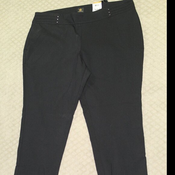 JM Collection Black Dress Pull On Rivet Pants Slim Leg Size 24WP Plus Petite NWT - Picture 1 of 8